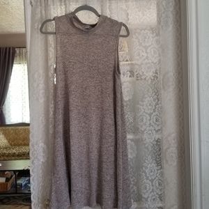 mock neck cream swing dress